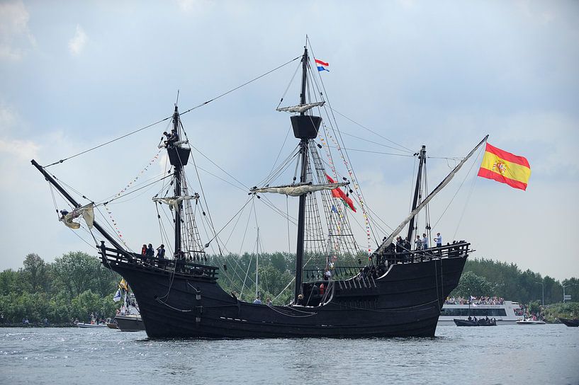 Tallship Nao Victoria at the parade of SAIL Amsterdam 2015 by Merijn van der Vliet