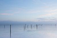 Sunrise cold morning over the water