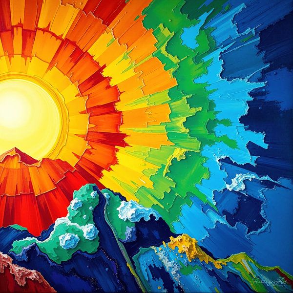En pleine lumière de l'épanouissement - Une rencontre avec le soleil à l'apogée de son rayonnement, capturé en couleur, mouvement et structure par AidasignArt