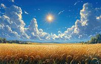 Golden Fields Under a Radiant Sky