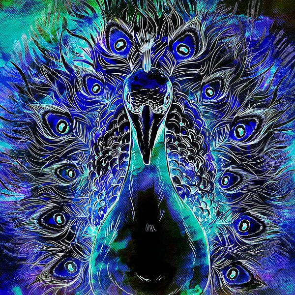 Paon japonais édition minuit par Mad Dog Art