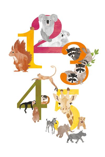 Bildungs-Chiffre Poster Tiere von Karin van der Vegt