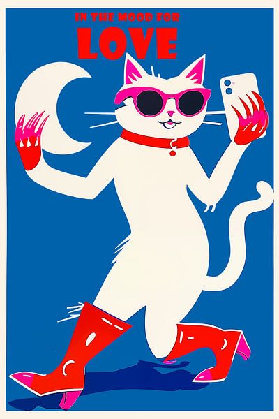 Witte kat verlangt naar liefde van Frank Daske | Foto & Design