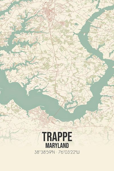 Alte Karte von Trappe (Maryland), USA. von Ortsdrucke