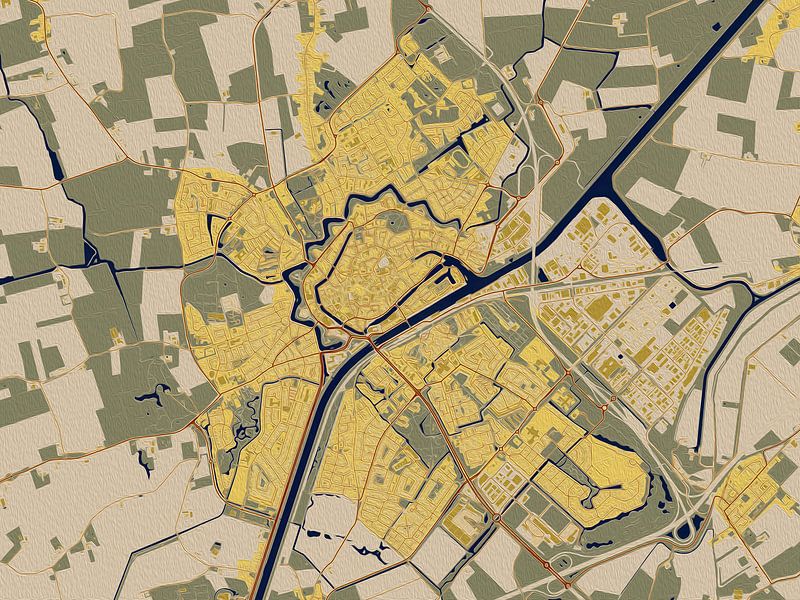 Map of Middelburg in the style of Gustav Klimt by Maporia