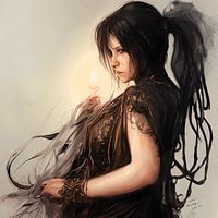 Femme guerrière tenant une bougie - VIBRANT