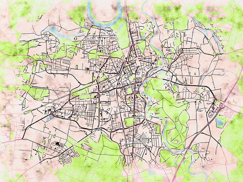 Carte de Dessau-Roßlau avec le style 'Soothing Spring' par Maporia