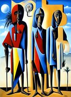 Three Maasai warriors