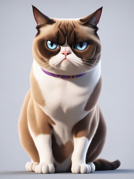 chat grincheux brun et blanc aux yeux bleus par Markus Gann