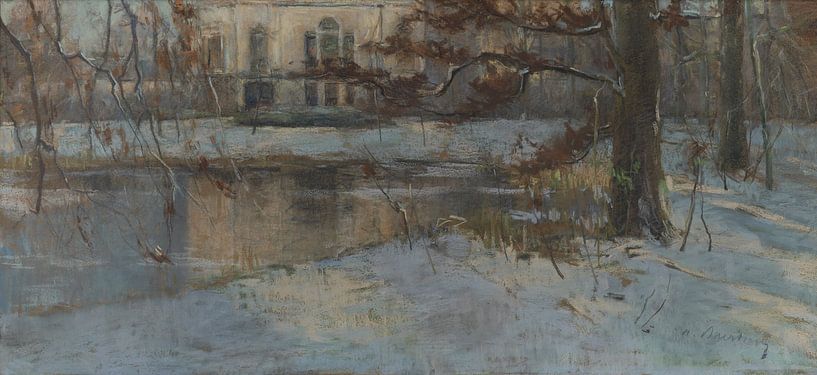 Albert Baertsoen, Country house and park under snow, ca 1900 by Atelier Liesjes