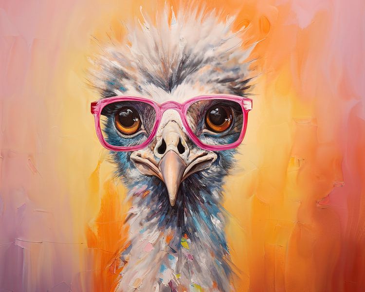 Strauß mit Brille | Strauß Pop Art von Wunderbare Kunst