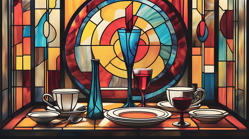 Formes et couleurs abstraites dans un verre enchanteur par Bart Veeken