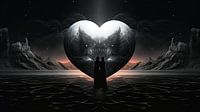 Abstrakte dunkle Kunst - Romantisches Herz im Scherenschnitt