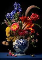 Delfter Blau Vase mit Blumen