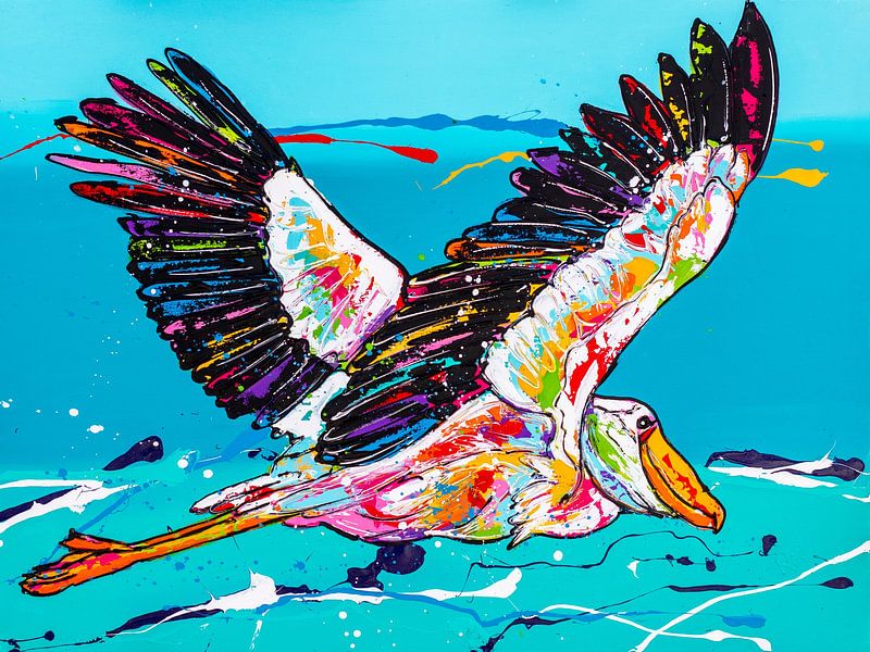 Fliegender Pelikan von Happy Paintings / Renata Rolefes