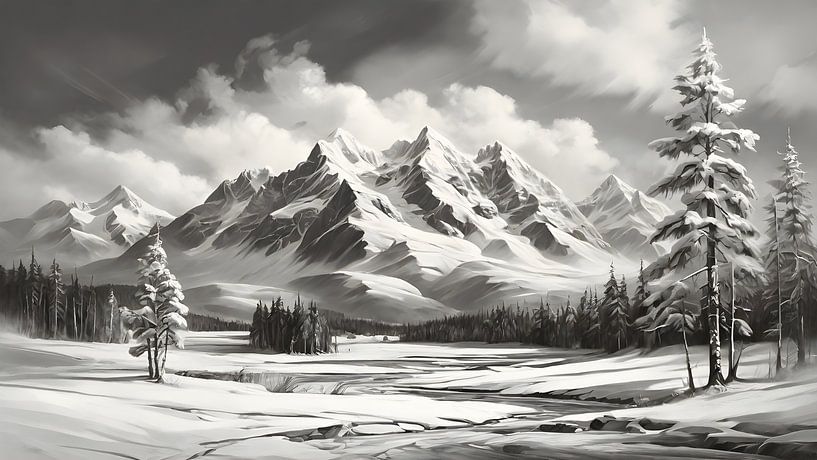 Malerei Berg Winterlandschaft von Anton de Zeeuw