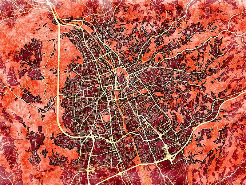 Carte de Graz avec le style 'Amber Autumn' par Maporia