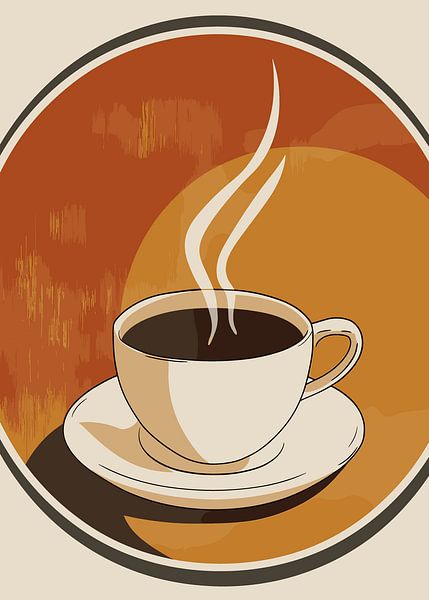 Stilvolle Kaffeetasse vor warmem Retro-Hintergrund von Pixelbull Design