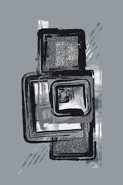 Dynamische Kunst Nr. 2 silber - Urbane Muster von Melanie Viola