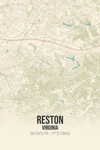 Carte ancienne de Reston (Virginie), USA. par Affiches de lieux