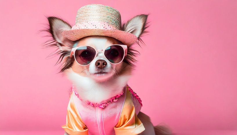 Chihuahua mit Hut und Brille von Mustafa Kurnaz