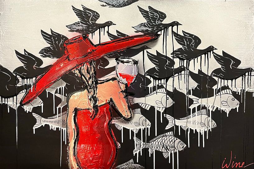 What happened - RED by Geoffrey Wijn - WINE ART GALLERY