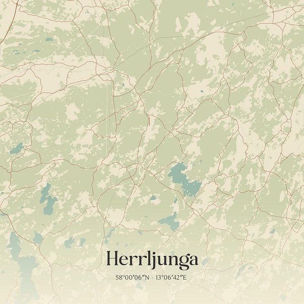 Alte Karte von Herrljunga, Schweden. von Ortsdrucke