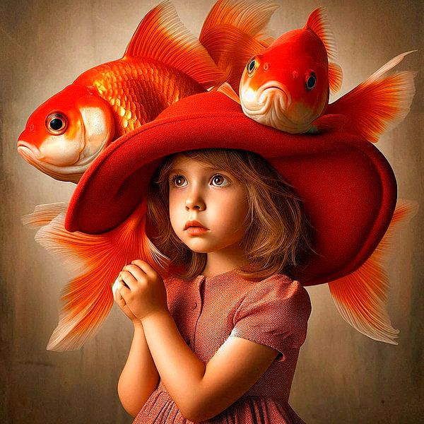 I have very large goldfish in my hat! by Ineke de Rijk