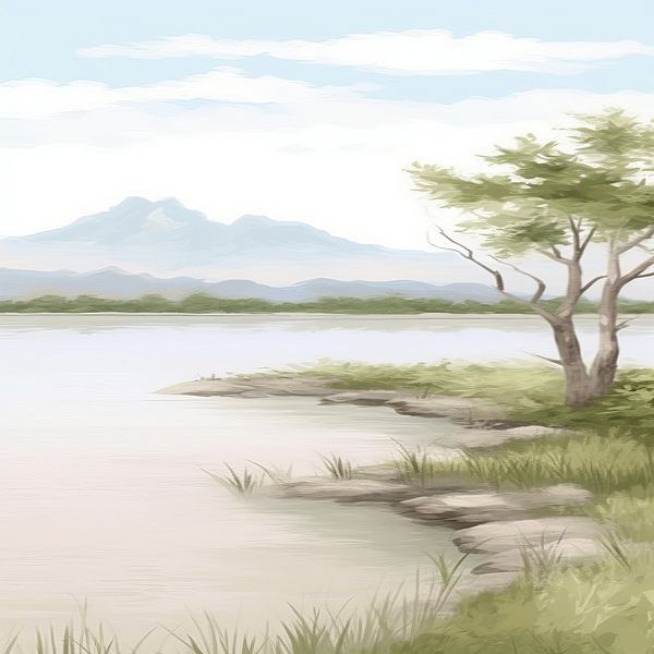 Beige Malerei Tranquil Hues | Landscape von Blickfänger Gemälde