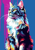 Katze Tier WPAP Pop Art Farbe Stil