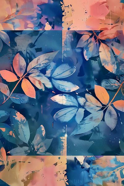 Fond de feuilles saisonnières, peinture numérique par Ariadna de Raadt-Goldberg