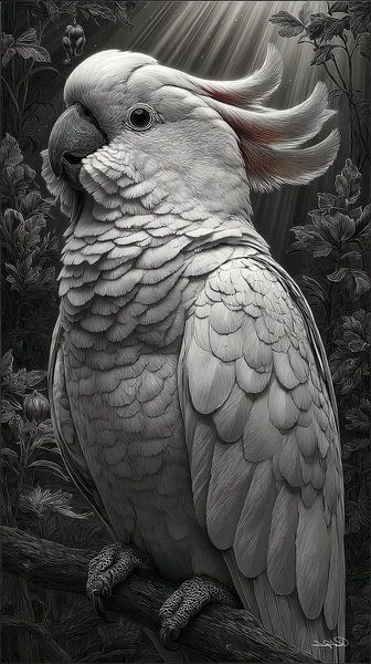 black-and-white parrot cockatoo-ara by Gelissen Artworks