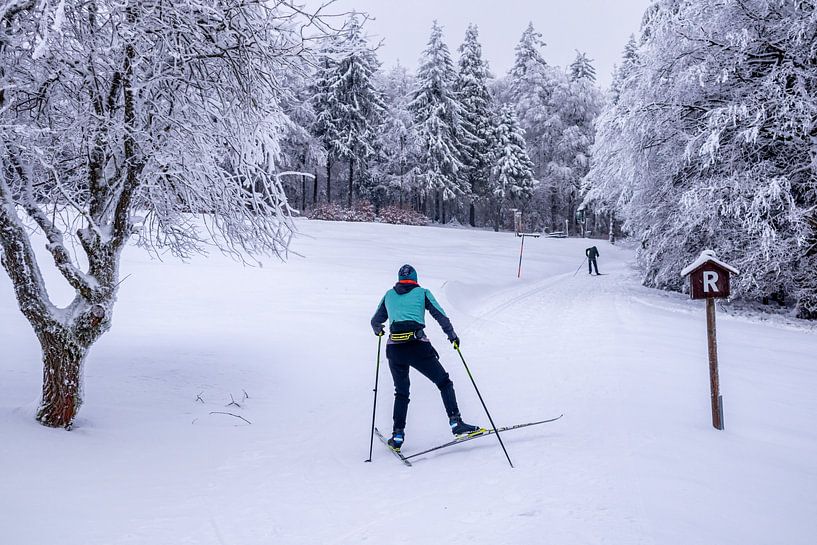 Tour de ski de fond par un temps impérial dans la forêt enneigée de Thuringe près de Floh-Seligenthal - Thuringe - Allemagne par Oliver Hlavaty