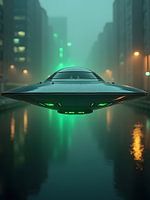Ufo with green lighting