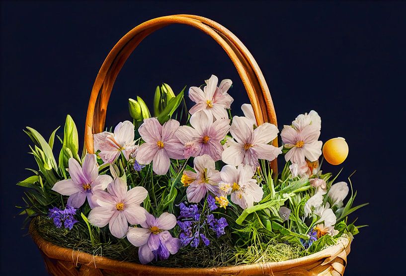 Korb als Dekoration mit Blumen im Frühling Illustration von Animaflora PicsStock