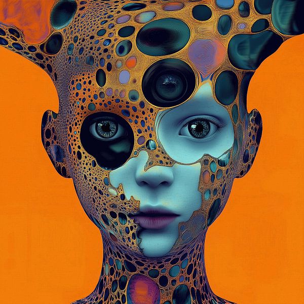 Female portrait with headdress by Ton Kuijpers