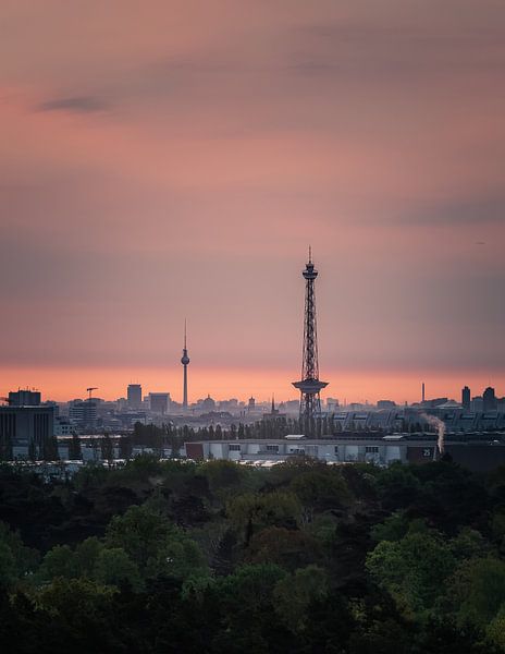 Berlin TV tower and radio tower at sunrise by swc07