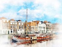 Aquarelle du Rouaansekaai à Middelburg, Zélande