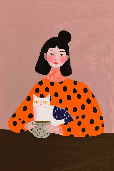 Drinking tea with the cat on your lap by Carla Van Iersel