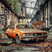 Lost Place Opel Manta orange verrostet vergessen Industriehalle