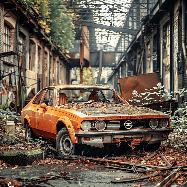 Lost Place Opel Manta orange rusted forgotten industrial hall by gm_designs