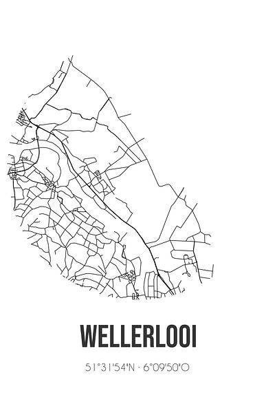 Wellerlooi (Limburg) | Carte | Noir et Blanc par Affiches de lieux