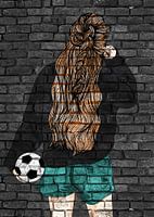 Fußball Spielerin Graffiti Street Art