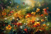 Ein Kaleidoskop von Schmetterlingen und Blumen Illustration