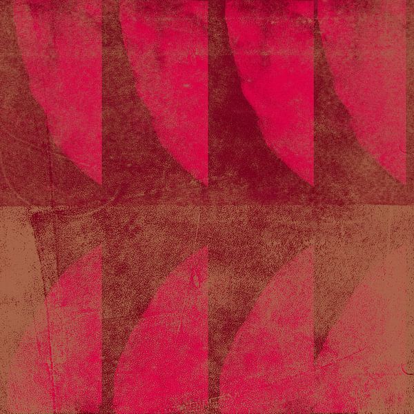 Felroze vormen op warm terra. Moderne abstracte kunst. van Dina Dankers