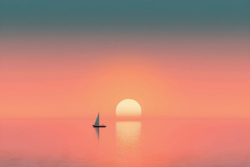 Sailboat during sunset by Artsy