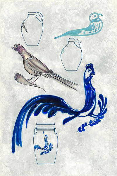 Blue porcelain painting by Mad Dog Art