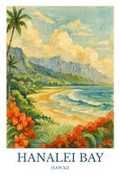 Impression d'art à couper le souffle de la baie de Hanalei
