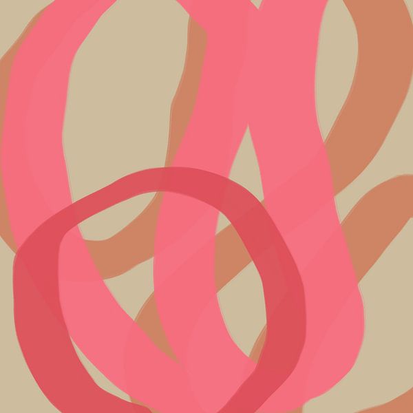 Bunte und verspielte moderne abstrakte Linien in Neon-Pink, Rot, Terrakotta von Dina Dankers
