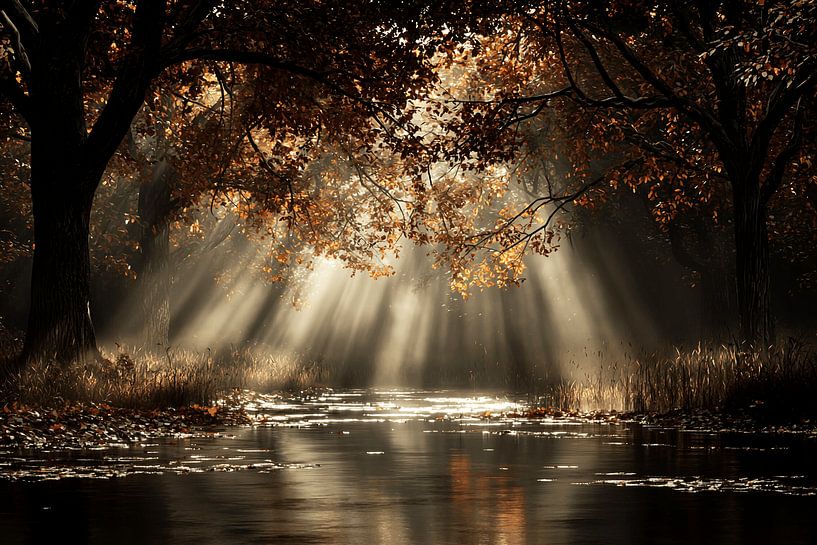 Enchanting Autumn Landscape with Gurgling Stream by Karina Brouwer